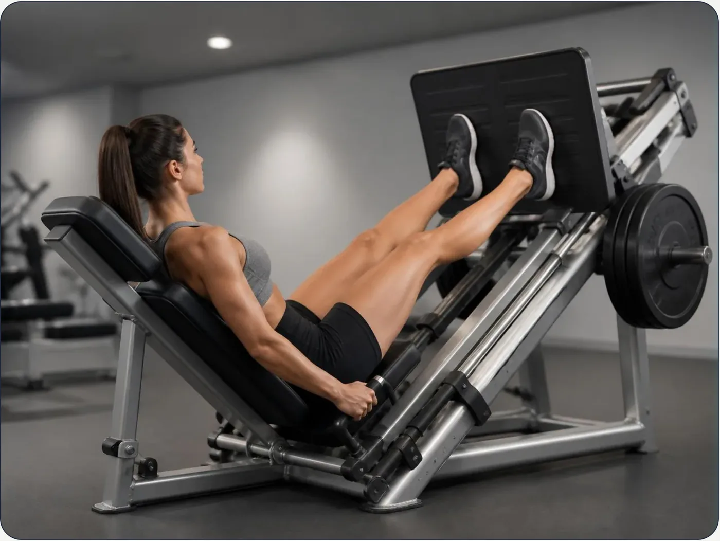 Execução do leg press 45 graus, sem nenhuma marcação